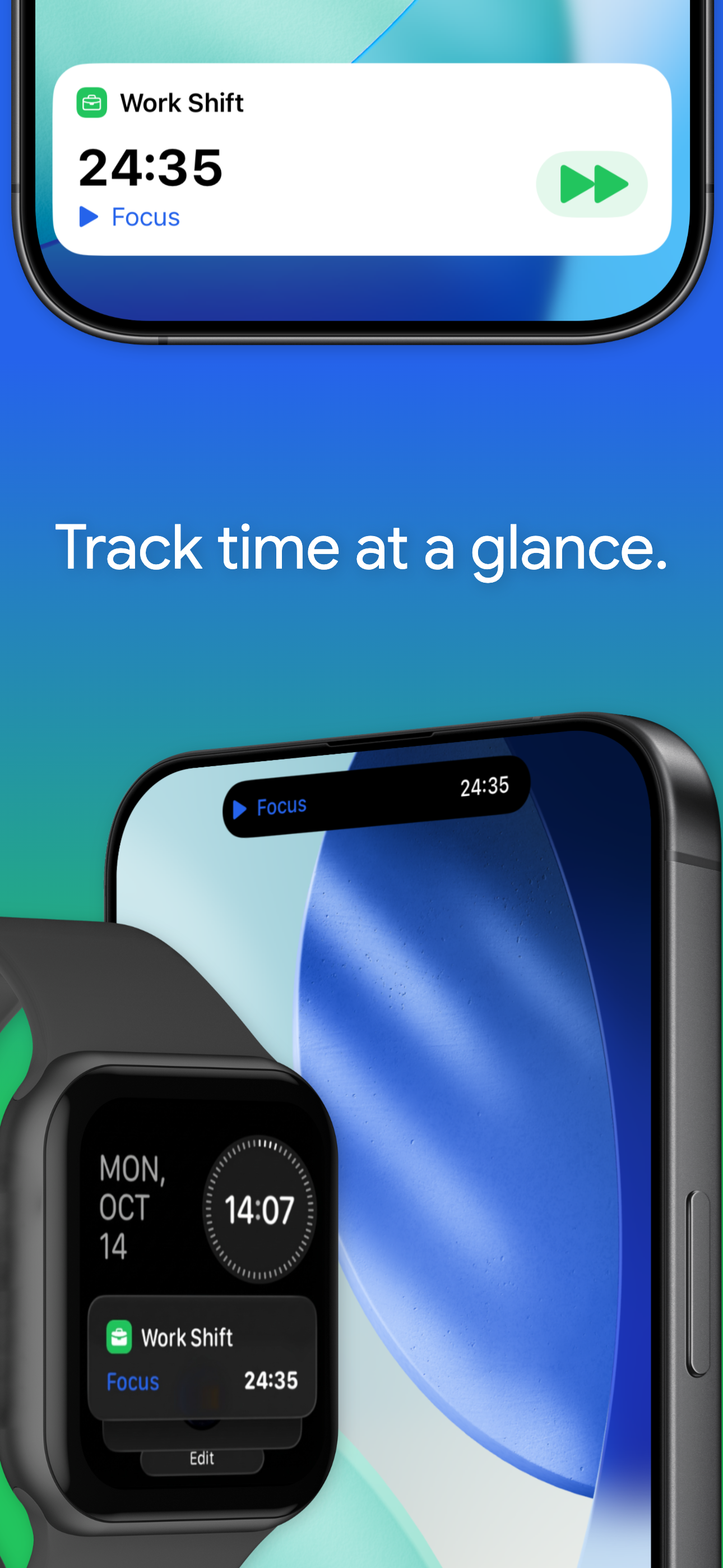 Live Activity and Dynamic Island showing timer at a glance